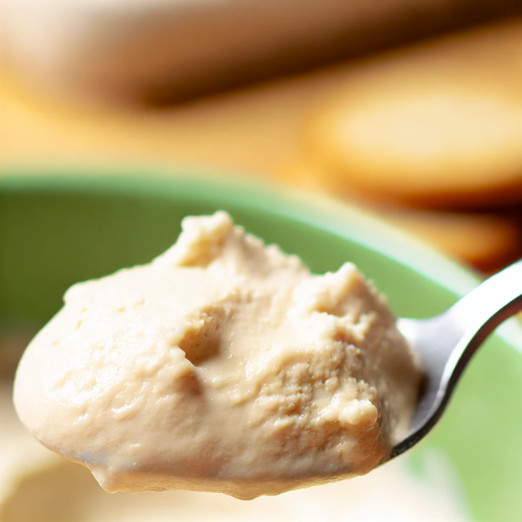 DALL·E 2024-09-11 07.41.23 - A close-up image of a spoonful of Ninja Creami protein ice cream with a creamy and slightly chunky texture. The ice cream should have a light beige or