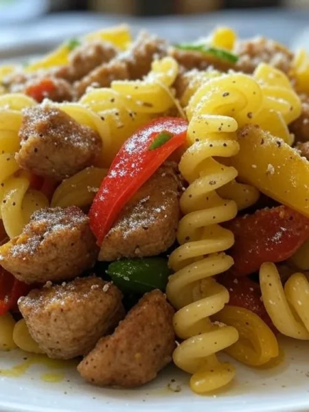 corkscrew pasta with Sausage and Peppers