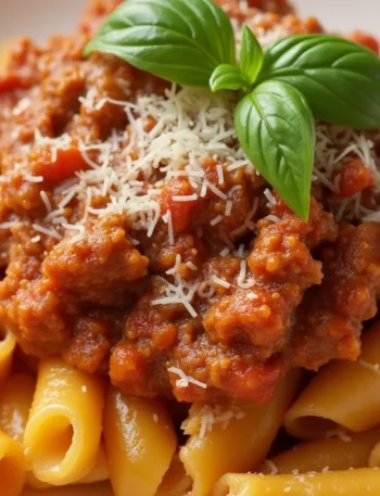 Gemelli pasta with Bolognese Sauce