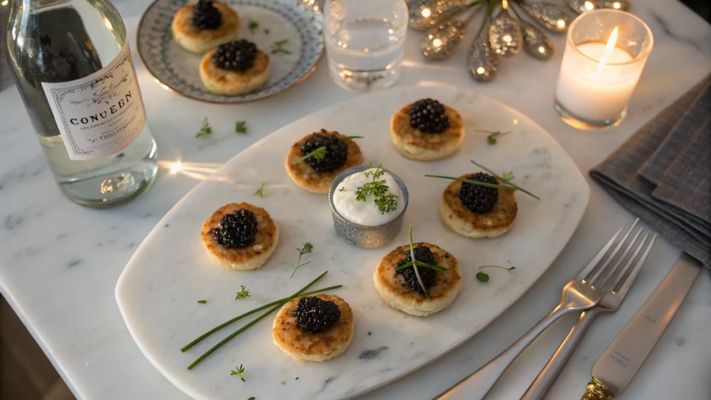 Mini Potato Cakes with Beluga Caviar 1