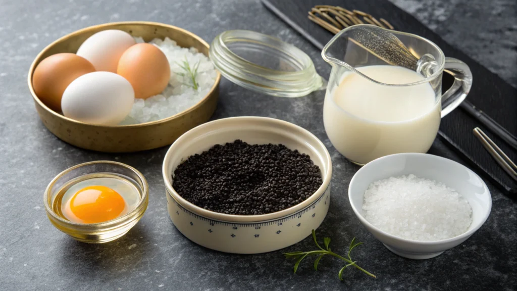 Beluga Caviar & Uni Custard ingredients