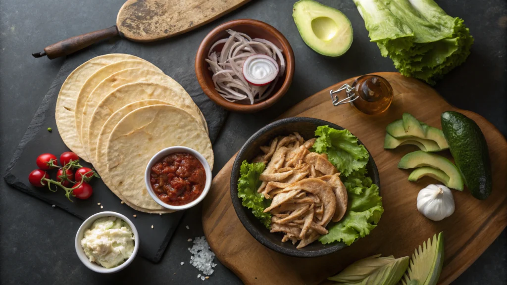 Tostadas de Tingawith cotija ingredients