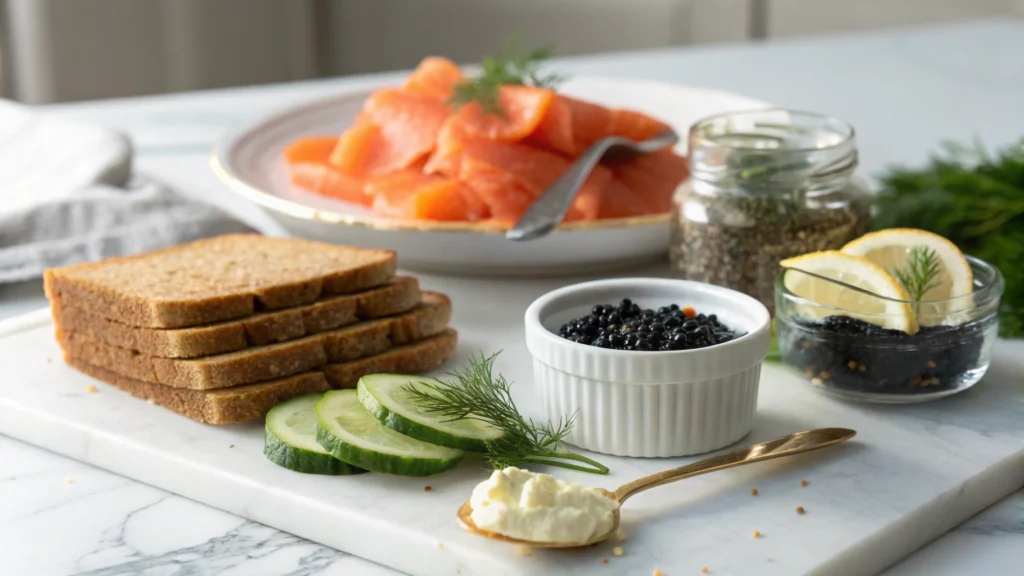 Smoked Salmon beluga caviar Canapés ingredients