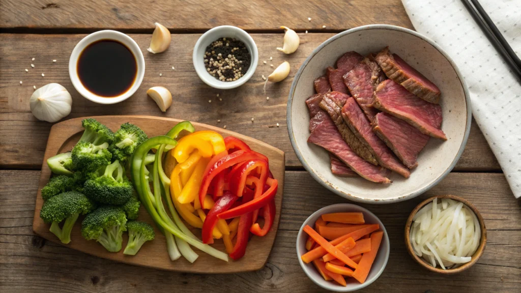 Sirloin Steak Stir Fry ingredieints