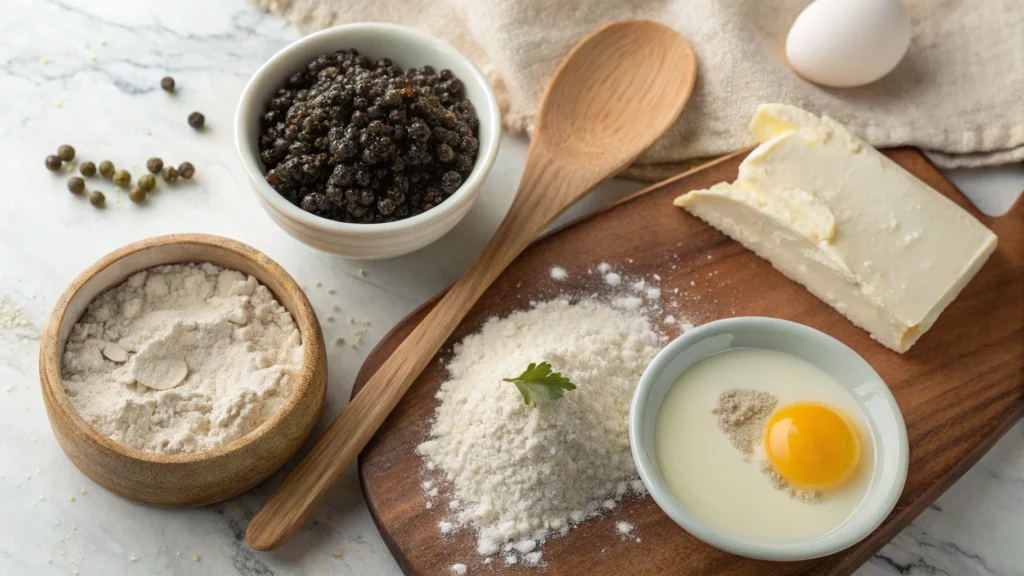 Classic beluga caviar Service with Blinis ingredients