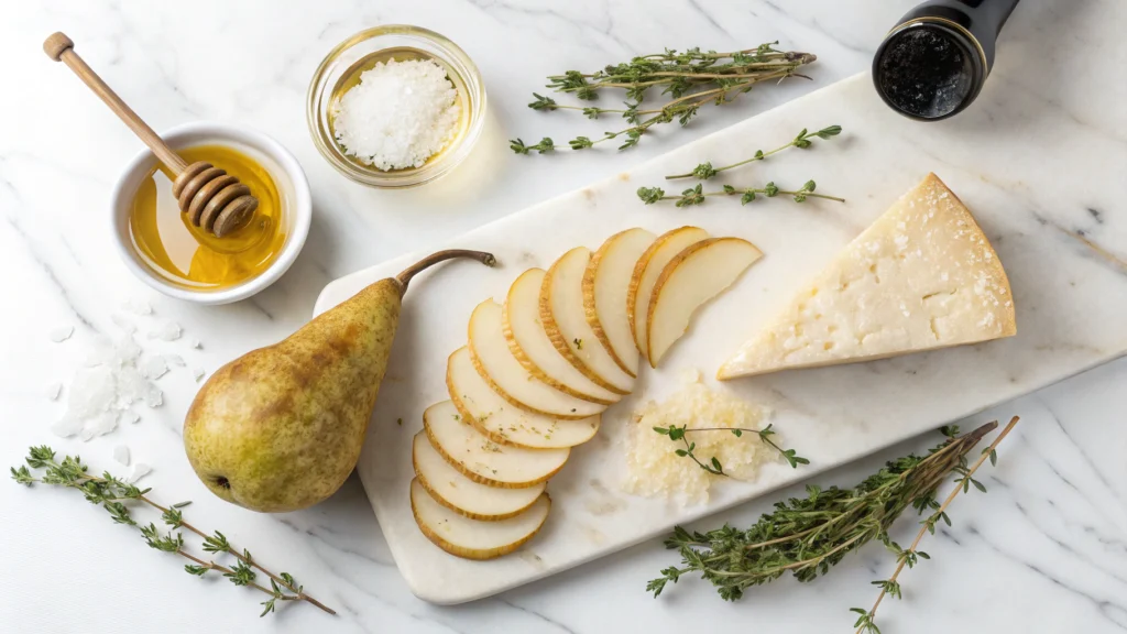 Pear and Grana padano Flatbread ingredients
