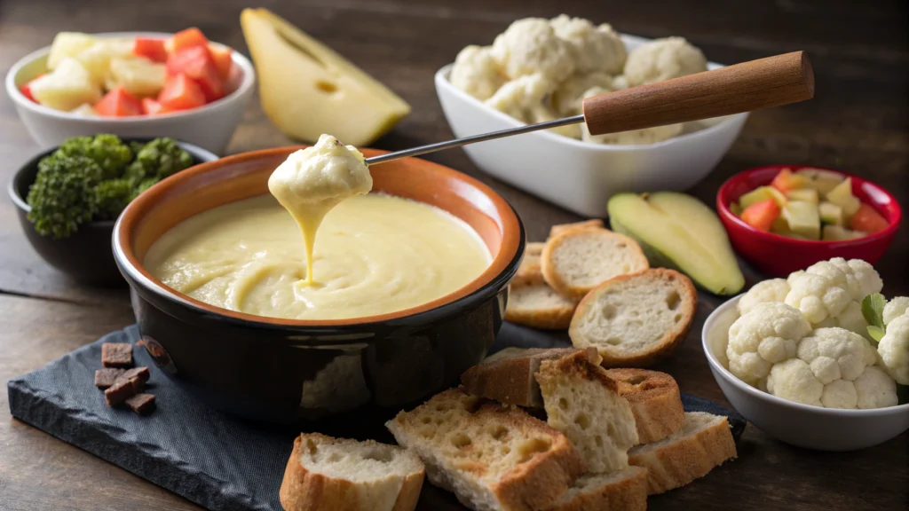 Fondue with gruyere cheese