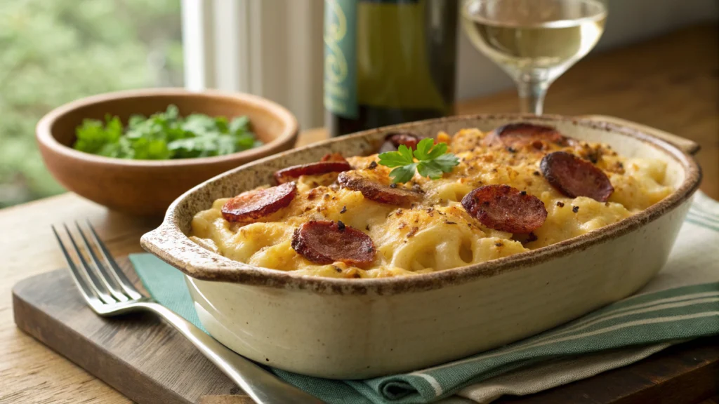 Macaroni and Cheese with Linguiça recipe