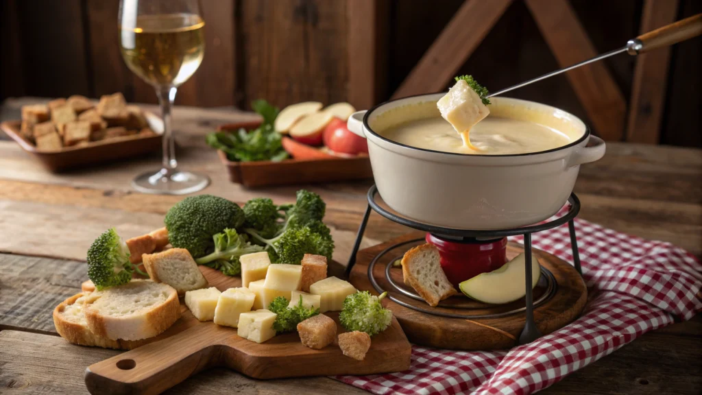 Fondue with gruyere cheese